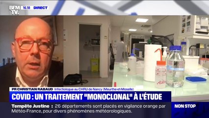 Anticorps monoclonaux contre le Covid-19: selon le Pr Rabaud, ce traitement est "fait pour s'adresser à un patient en début de maladie"