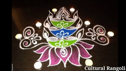 Deepam colourful rangoli|| Diwali rangoli || Deepavali kolam