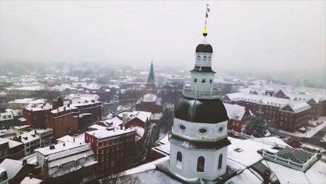 Get a bird’s-eye view of Maryland’s capital coated in snow