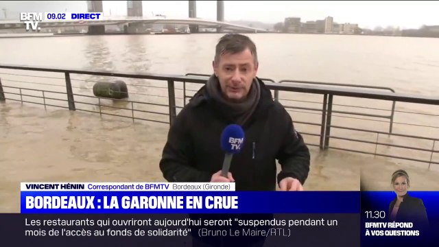 À Bordeaux, la Garonne est montée à 6,74 mètres et se stabilise grâce au vent qui limite la crue
