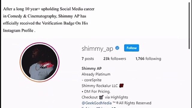 HOTNEWHIPHOP | YouTube Personality Shimmy AP Gets Verification Badge Across Social Media, Instagram & Twitter