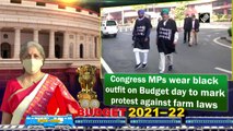 Congress MPs wear black gown on Budget day to mark protest against farm laws