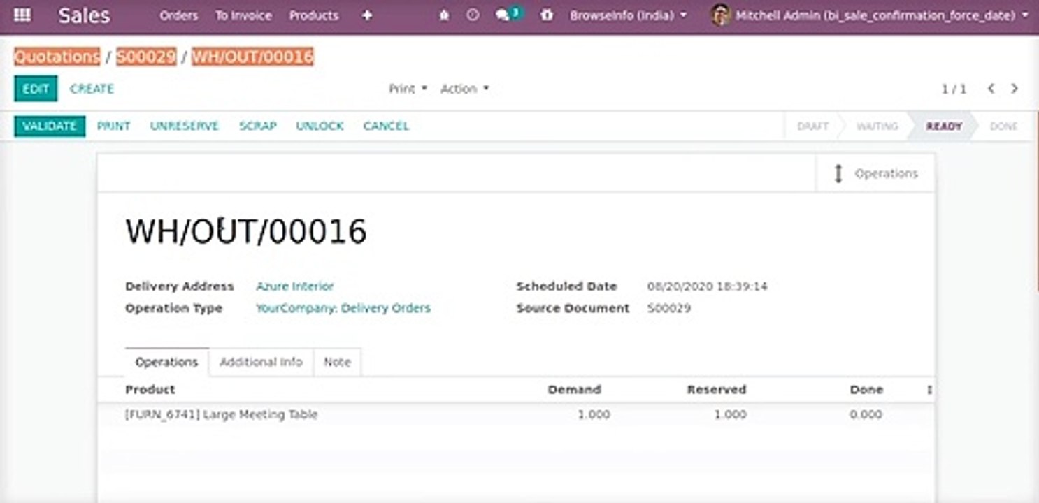 How to select Sale Confirmation Force Date _ Odoo