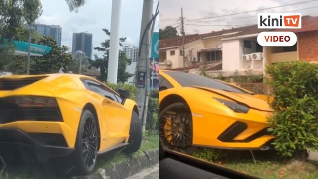 Lamborghini bernilai RM2.5j terbabas di pembahagi jalan di Bangsar