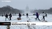Snowball fights in Washington DC after winter storm hits US capital