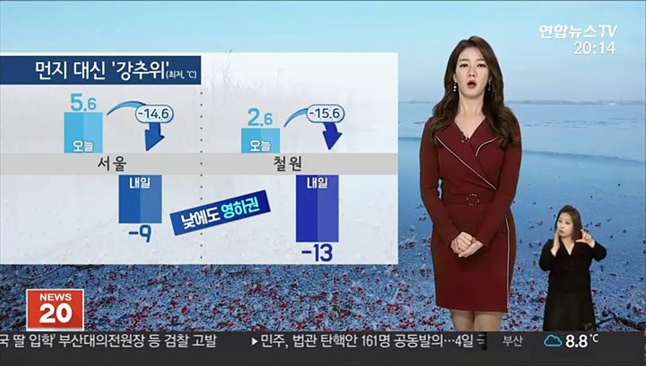 [날씨] 밤사이 찬바람…내일 먼지 대신 추위, 서울 -9도