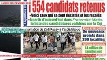 Le Titrologue du 1er Février 2021/ Législatives 2021 : 1554 candidats retenus