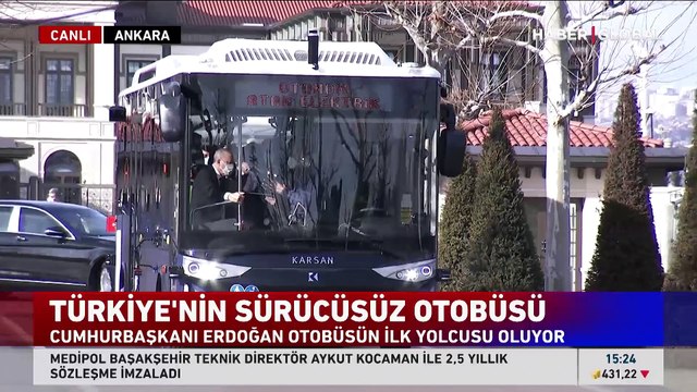 Dünyada bir ilk! Elektrikli sürücüsüz otobüs Türkiye'de test edildi