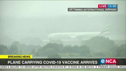 Plane carrying COVID-19 vaccine arrives in SA