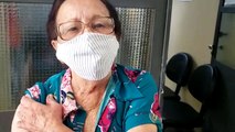 A aposentada Nomar Campos Chaves, 80 anos, fala da emoção em receber a primeira dose da vacina contra a covid-19