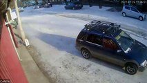 Man Hauling Trailer Loses Control Around Icy Corner