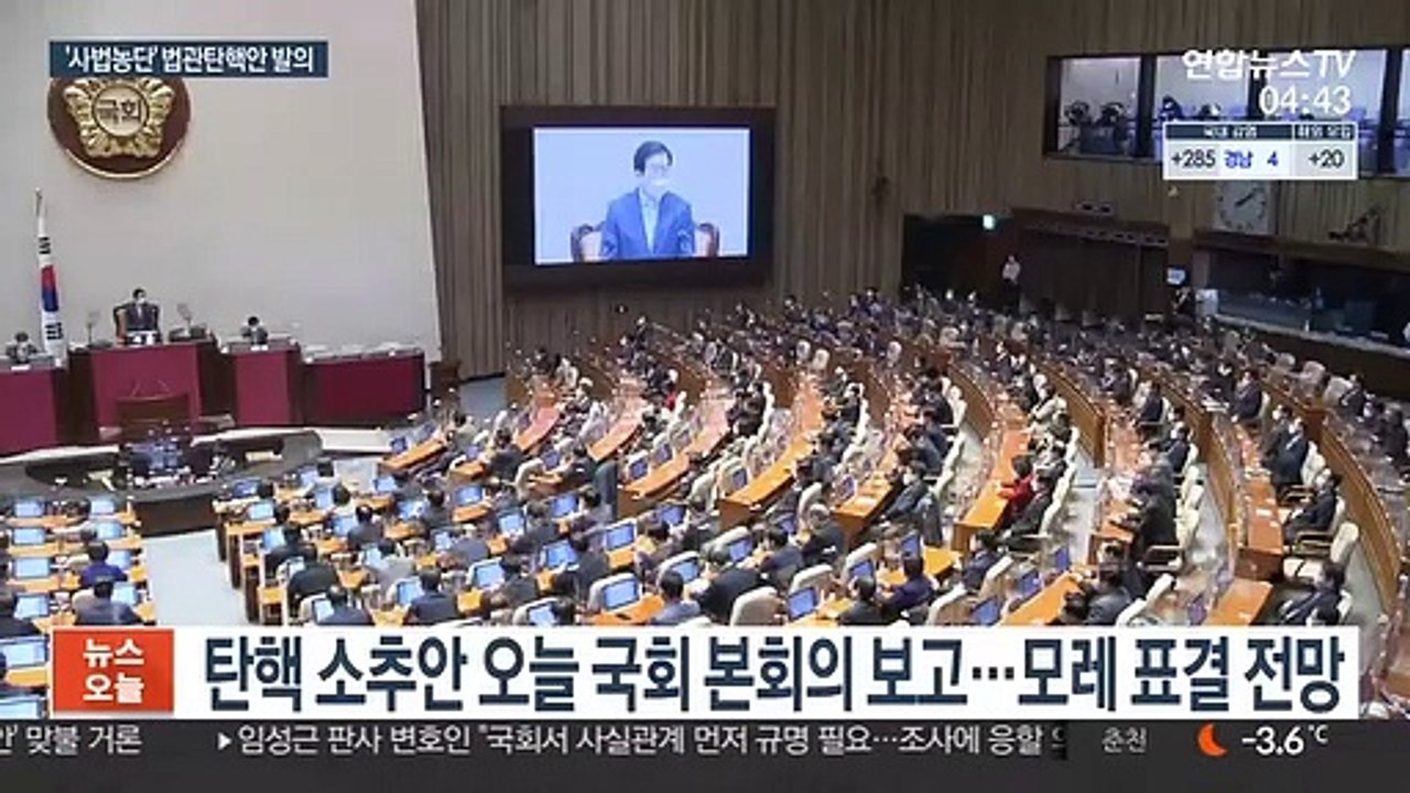 헌정사 첫 법관 탄핵안 발의…野 '김명수 탄핵' 맞불