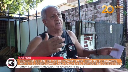 Denunció que en una YPF de Posadas pagó pero no le cargaron nafta y el dueño admitió una falla en el surtidor de combustibles