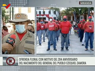Milicia Bolivariana en Miranda rinde tributo al prócer venezolano Ezequiel Zamora a 204 años de su nacimiento
