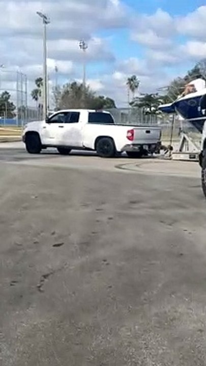 Truck Tows Trailer and Grinds on Ground