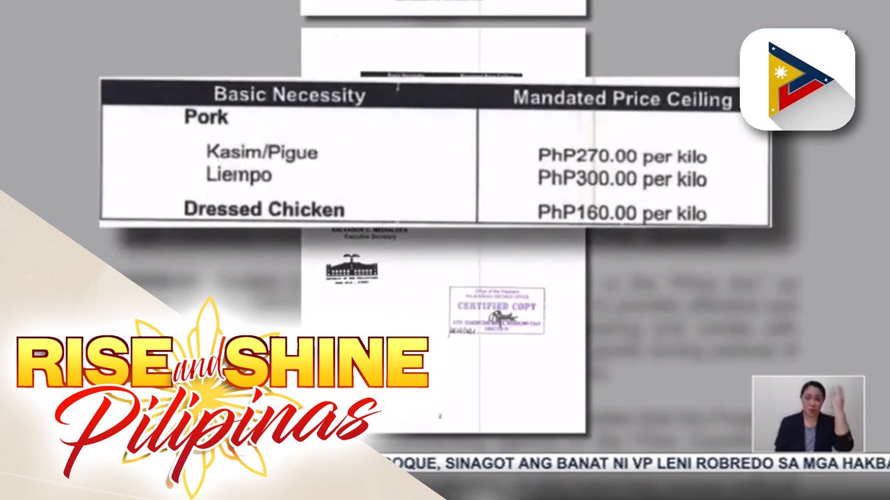 Pres. #Duterte, nilagdaan ang EO na nagpataw ng price ceiling sa presyo ng baboy at manok sa Metro Manila