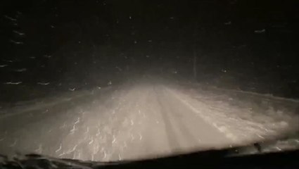 Driving through heavy snow