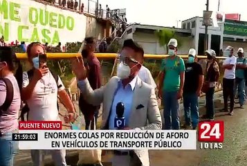 Puente Nuevo: Ciudadanos hacen largas colas por reducción de aforo en vehículos de transporte público