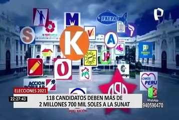 Elecciones 2021: 118 candidatos deben 2 millones 700 mil soles a la Sunat