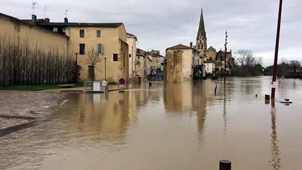 Crue de la Garonne sur les quais de Langon