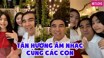 Quyền Linh và các con cùng nhau tận hưởng âm nhạc cực hạnh phúc