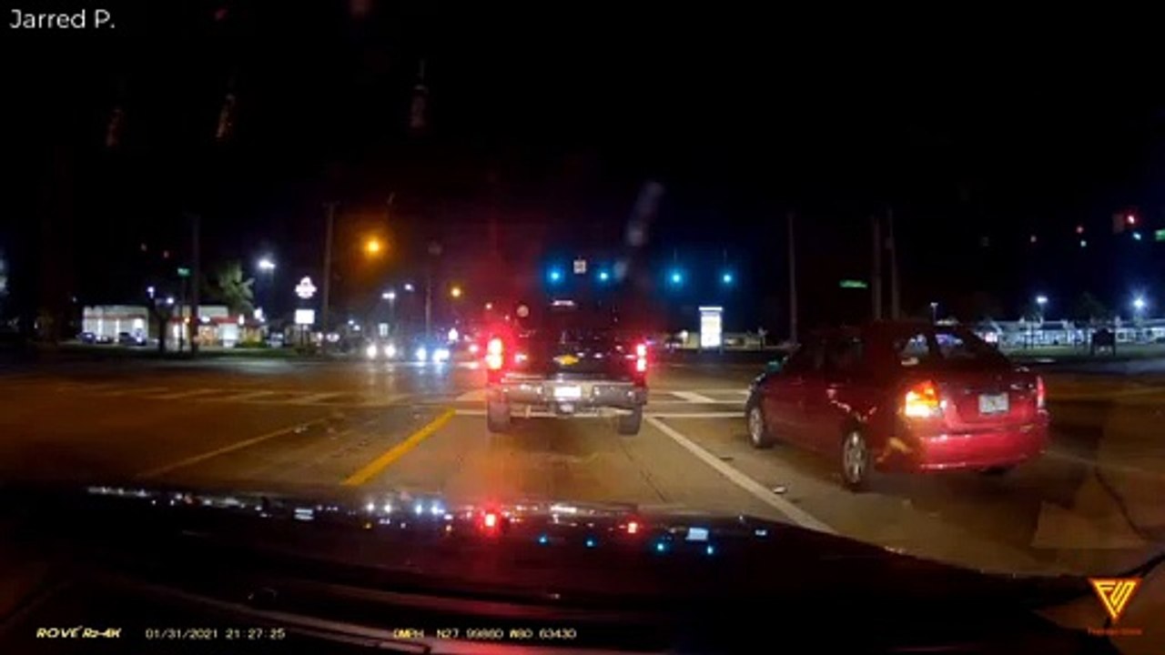 Truck makes illegal U turn
