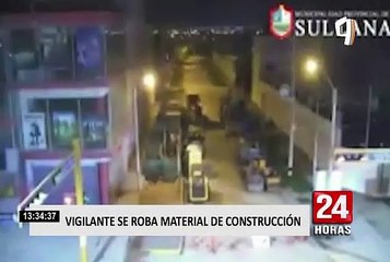 Piura: vigilante de una obra es sorprendido robando material de construcción