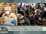 Entregan certificados al Consejo Productivo de Trabajadores y Trabajadoras de la planta de café Fama de América en Caracas