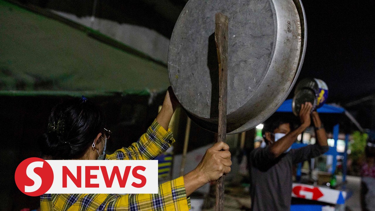 Cars horns, striking pans heard around Myanmar...