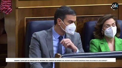 Casado acusa a Sánchez de ocultar un informe del Consejo de Estado sobre el decreto de los fondos europeos