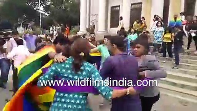LGBTQ community celebrates repeal of Section 377 in front of Vidhan Soudha in Bangalore
