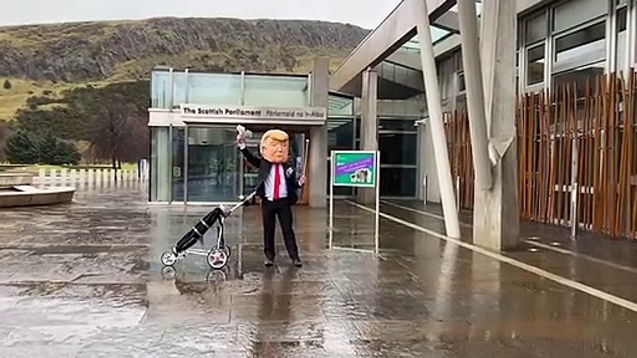 Trump protest outside Holyrood in Edinburgh