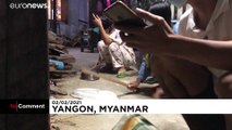 Yangon residents protest against the coup by banging pots and pans