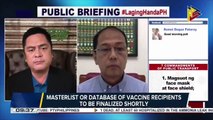 Masterlist or database of vaccine recipients to be finalized shortly