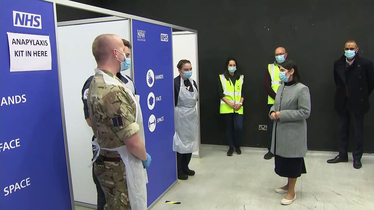 Priti Patel visits vaccine centre to promote uptake