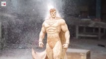 WOOD CARVING - Carving SUPERMAN out of Wood - Glowing Incense Base - Woodworking technique and skill