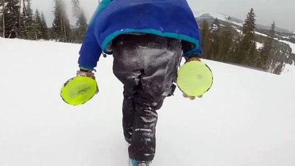 Skier Shows off The Deepest Carves on A Single Ski