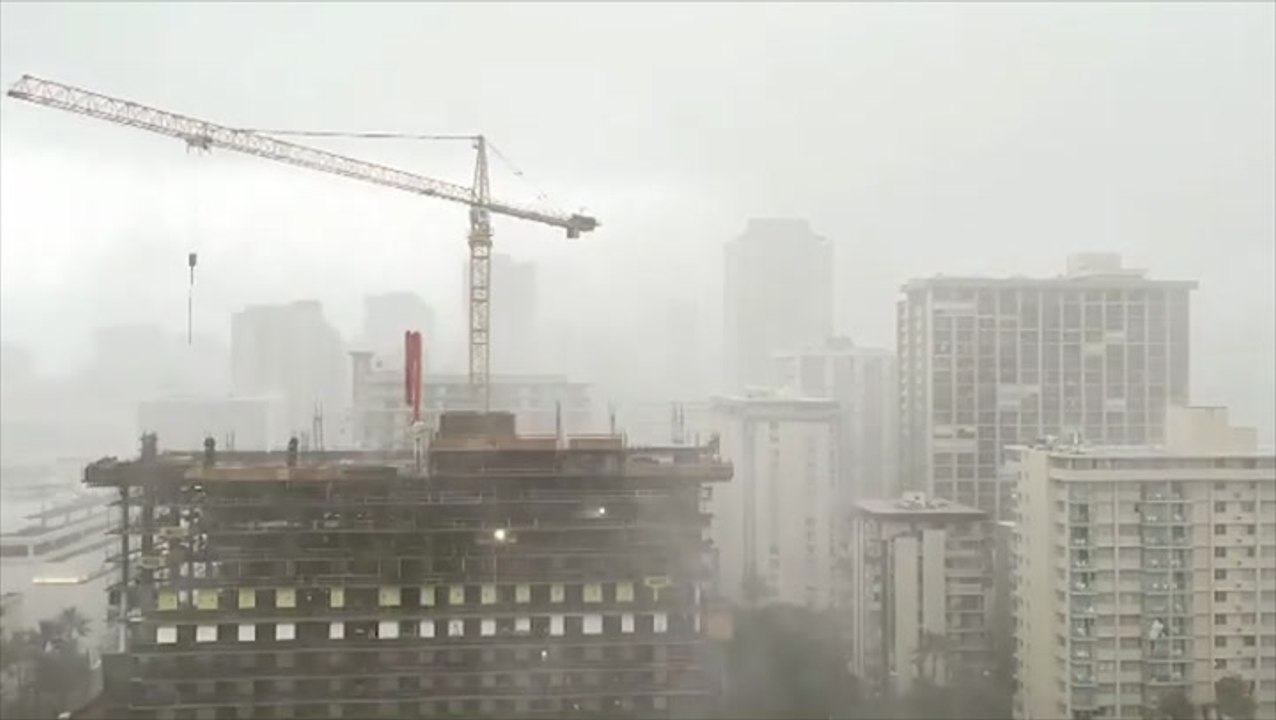Wild storm batters buildings