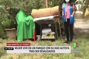 Madre e hijo con autismo viven en parque tras ser desalojados en SMP