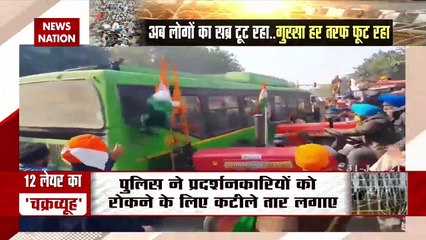 Farmers Protest : 12 लेयर का चक्रव्‍यूह, पीछे किसानों का समूह