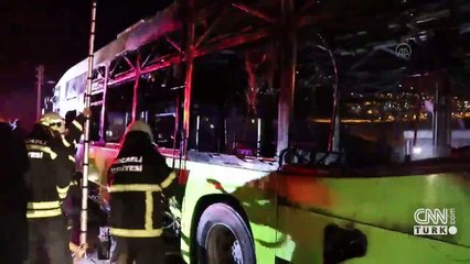 Seyir halindeki halk otobüsü alev alev yandı