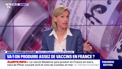 Agnès Pannier-Runacher sur les vaccins franaçais: "Il n'y a pas de perte d'opportunité", "Valneva avait choisi en 2013 de ne plus fabriquer en France"