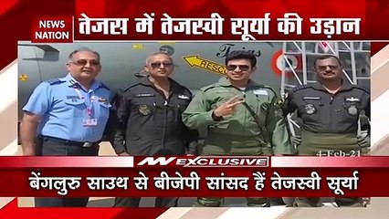 BJP' MP Tejasvi Surya takes ride on Tejas Jet