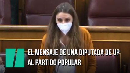El mensaje de una diputada de Unidas Podemos al Partido Popular