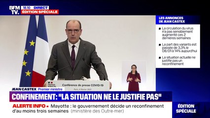 Jean Castex: "Nous avons décidé aujourd'hui d'une mesure de confinement généralisée" à Mayotte