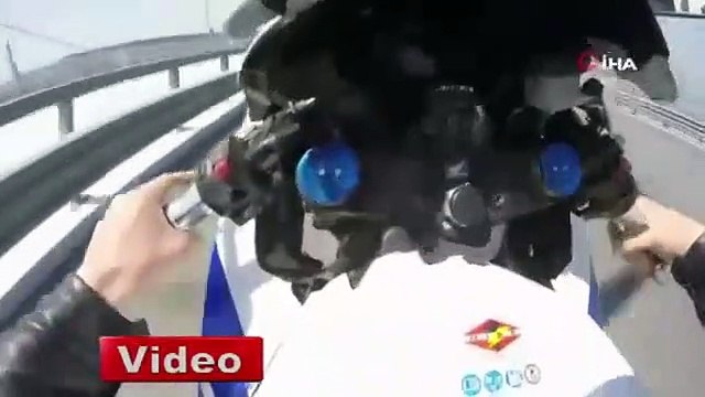 Yavuz Sultan Selim Köprüsü'nde tek tekerli maganda!