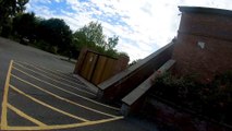 Guy Attempts Steep Ramp on Roller Blades