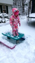 Toddler Face Plants into Snow off Picnic Table