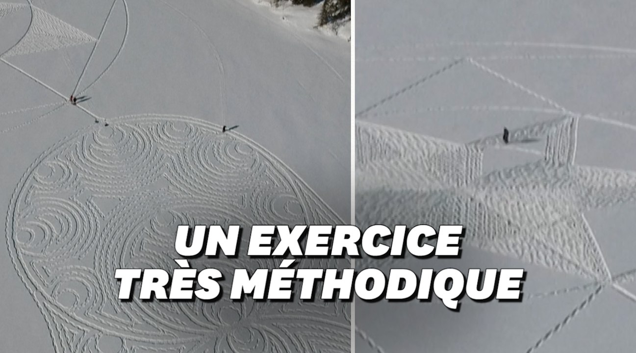 Au Canada, la neige se transforme en fresques féériques sous les raquettes agiles de cet artiste