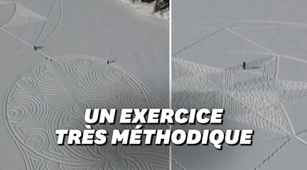 Au Canada, la neige se transforme en fresques féériques sous les raquettes agiles de cet artiste